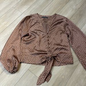 Abercrombie and Fitch polka dot, long sleeve button up, size M